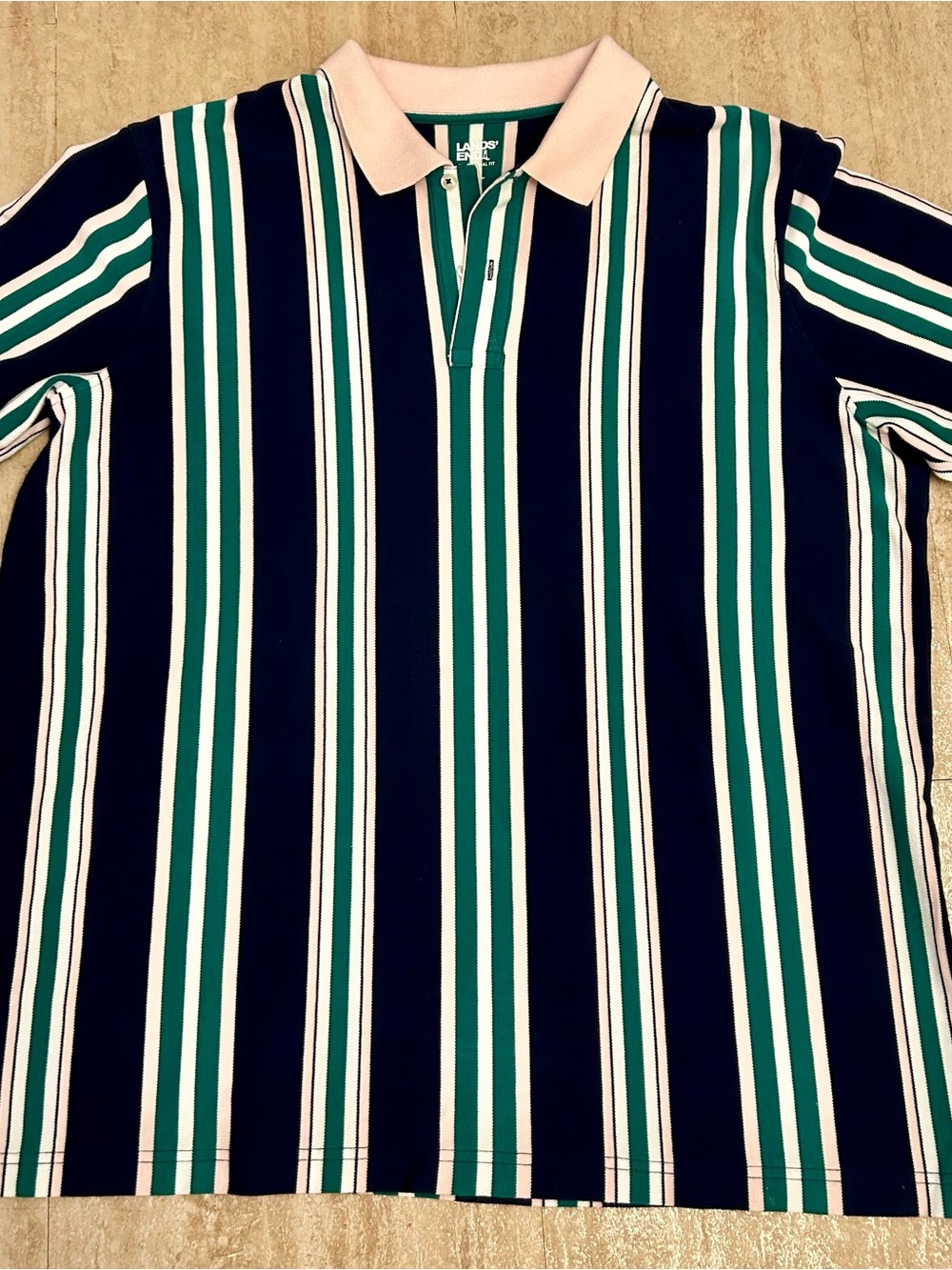 Vintage Lands End Traditional Fit XL Vertical Stripes Polo